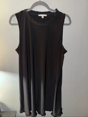 Black Ruffle-Trim Sleeveless Women’s Dress